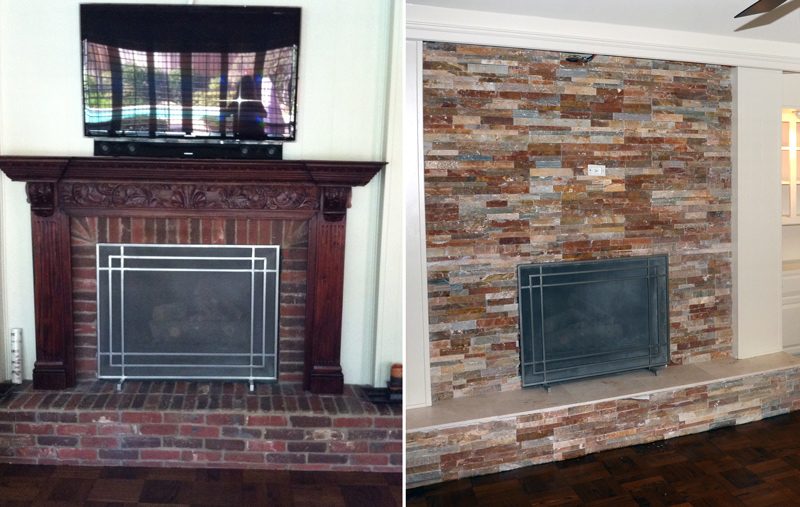 Fireplace redesign before and after